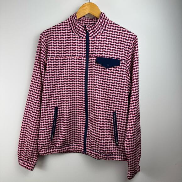 Lady Hagen Pink and Navy Geometric Pattern Golf Athletic Jacket ~ M - Picture 1 of 15